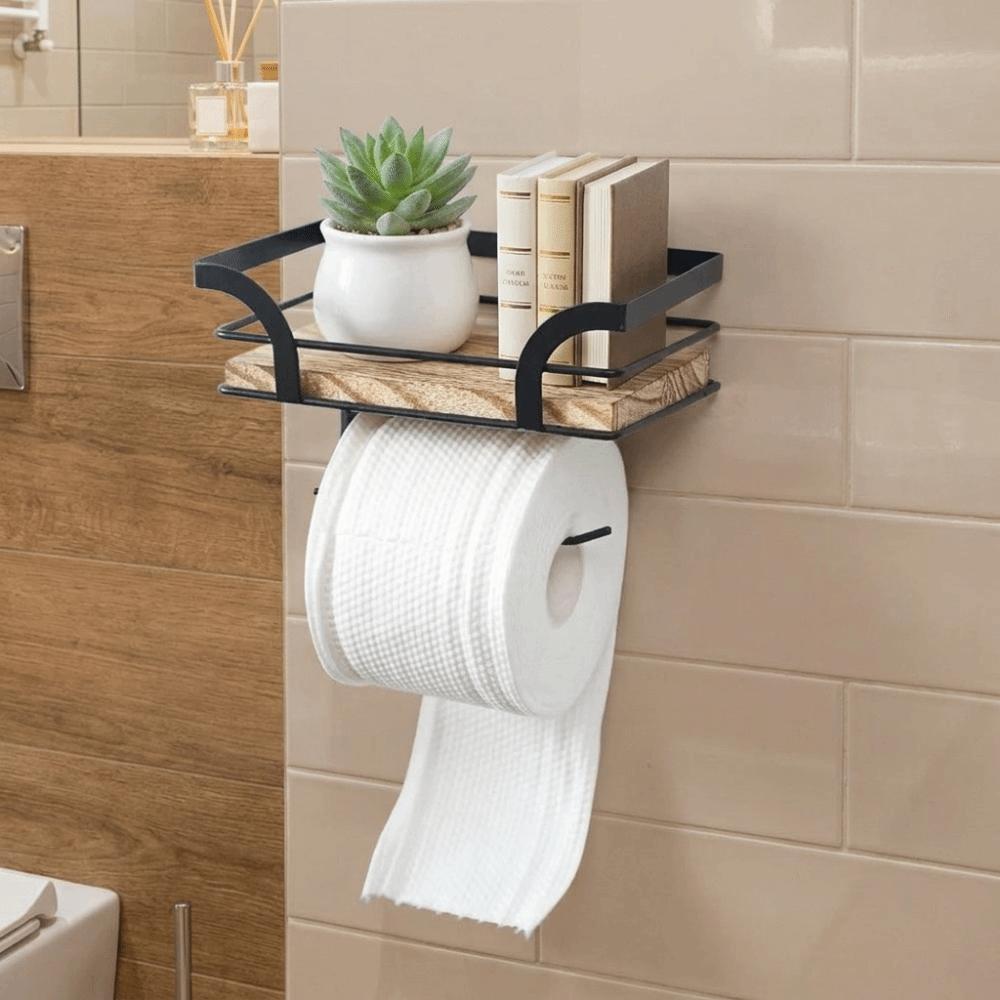 Wall Mounted Paper Rack Space Saving Toilet Roll Holder Storage Tools Storage Shelf Hotel
