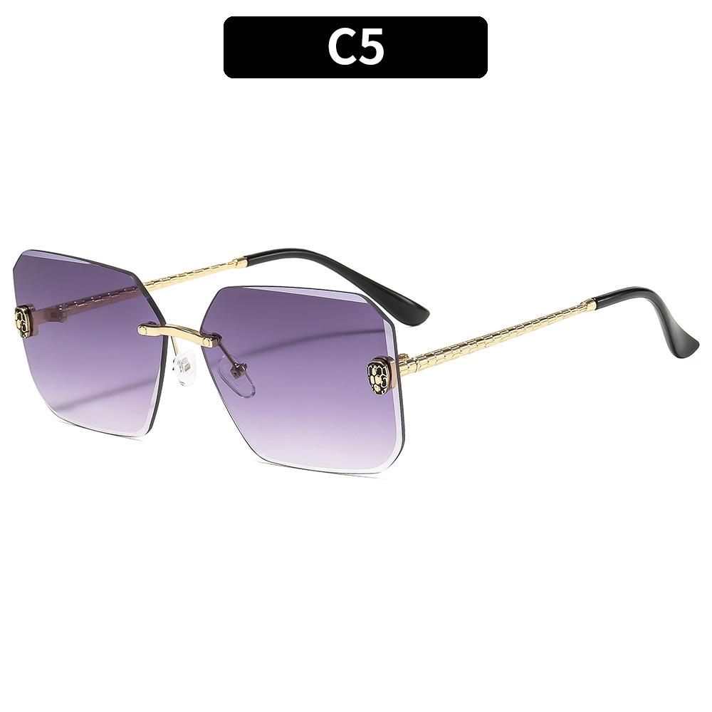 Women's Sunglasses, Men's and Women's Fashion Square Rimless Sunglasses, Large Frame Sunglasses