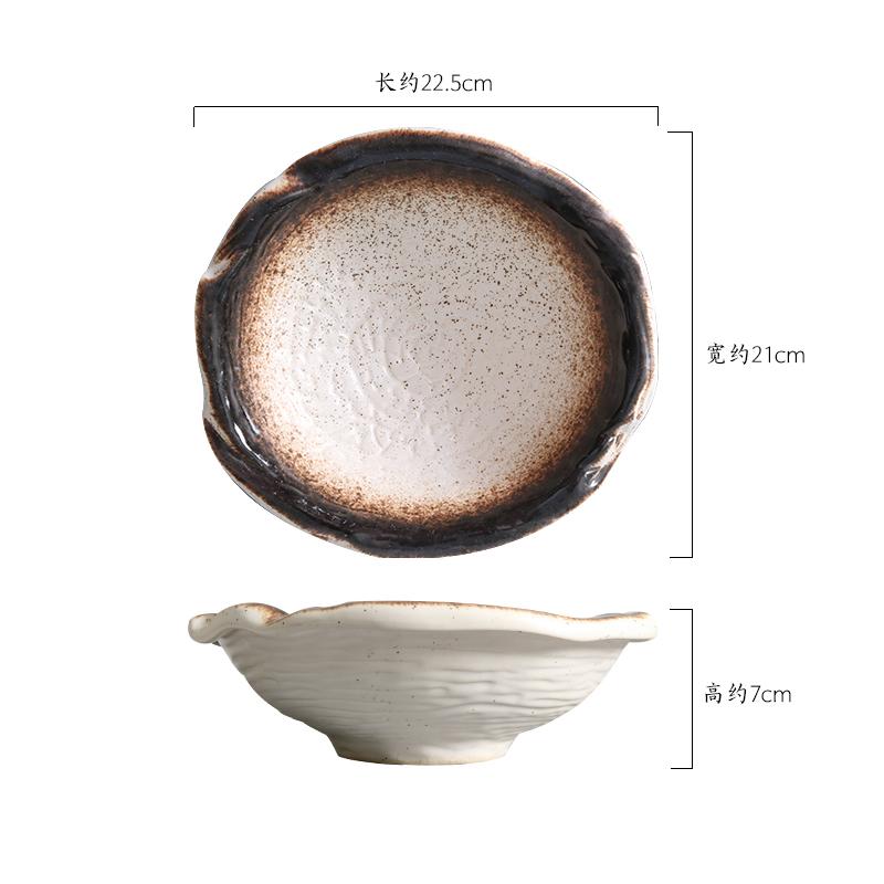 Irregular Ceramic Deep Bowl Retro Fruit Salad Bowl Thick Soup Bowl Noodles Bowls Dessert Bowls Restaurant Specialty Tableware
