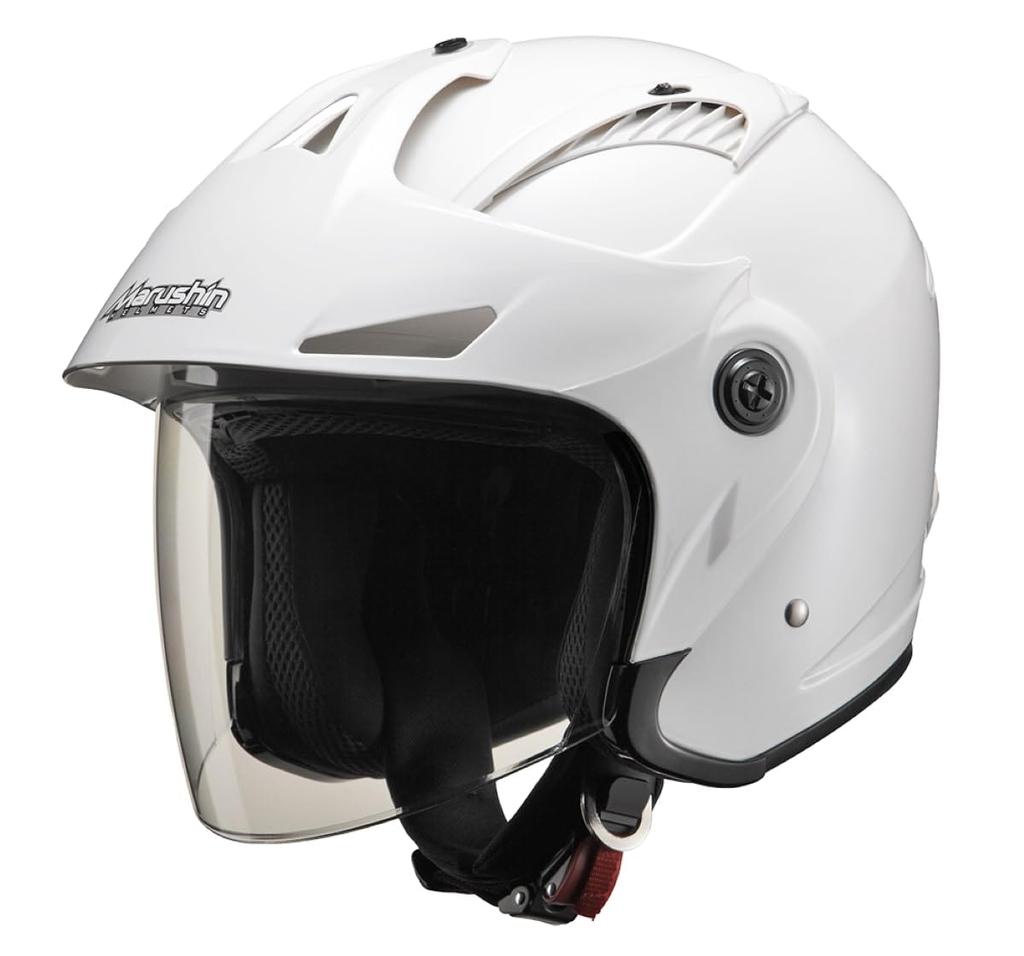 Marushin Industries Marushin Motorcycle Helmet Jet with Visor White Metallic Free Size 3851 (MARUSHIN) M-385 (57-60cm)