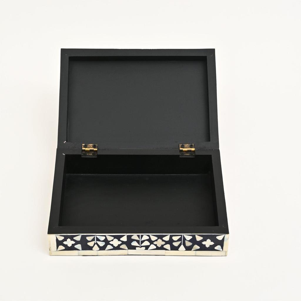 Floral Bone Inlay Box Set of 2 – Handcrafted Decorative Storage Boxes