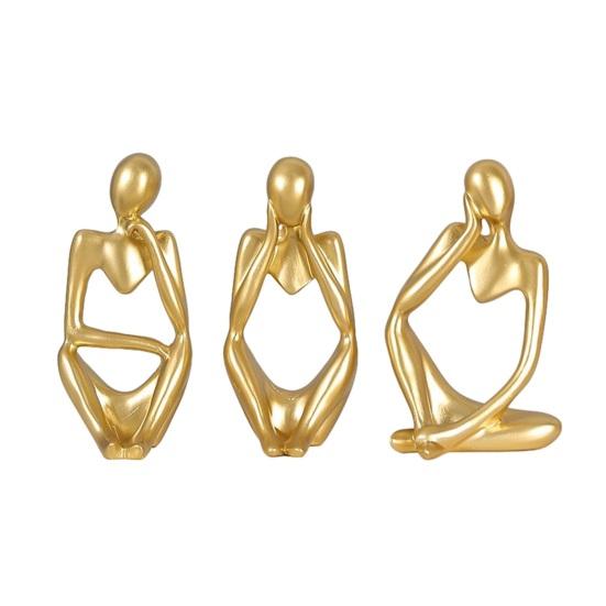 3 Pcs Resin Thinker Style Abstract Statue Collectible Thinking Figure Sculpture for Home Office Bookshelf Desktop Decor