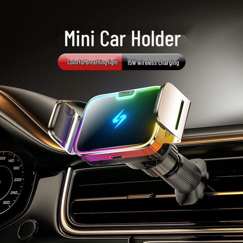 Car Electric Phone Holder with Auto Metal Induction for Air Vent Navigation.