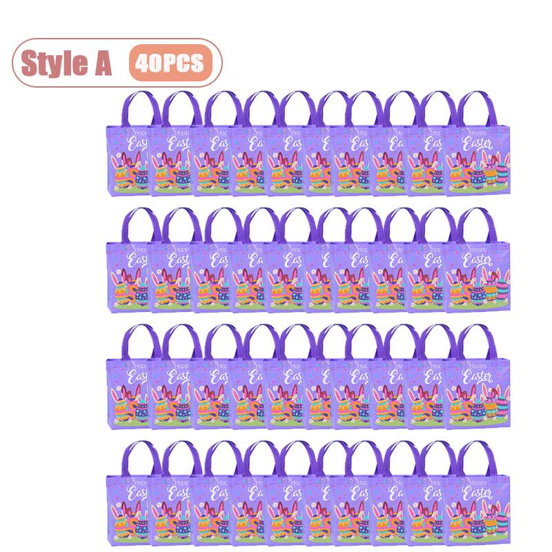 4-40PCS Easter Themed Non Woven Bags Collection Holiday Gift Bags Valentines Party Packaging Shopping Tote Waterproof Decor