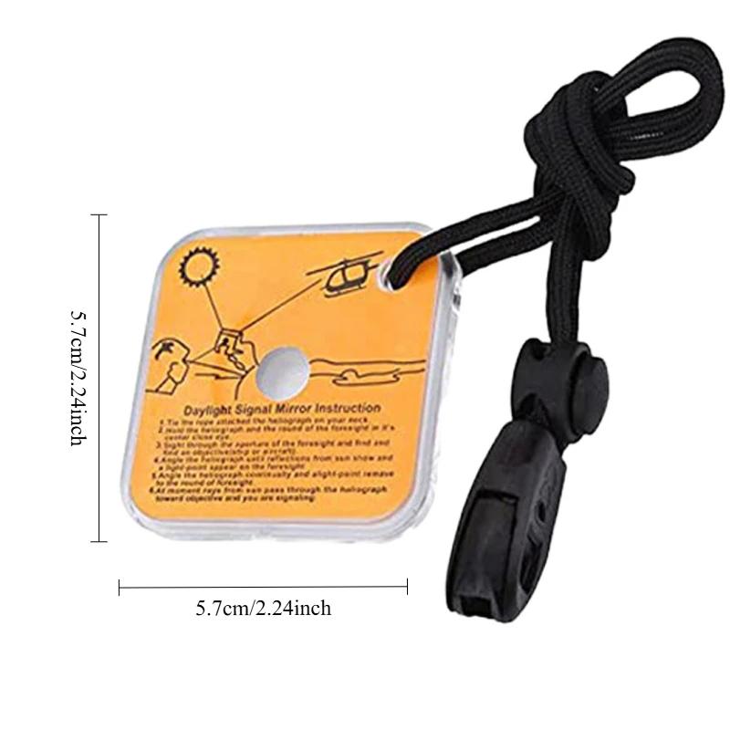 Outdoor Notfall Überleben Reflektierender Signalspiegel Pfeife Praktischer Abenteuerspiegel Outdoor Camping Wandern Jagd EDC Werkzeuge