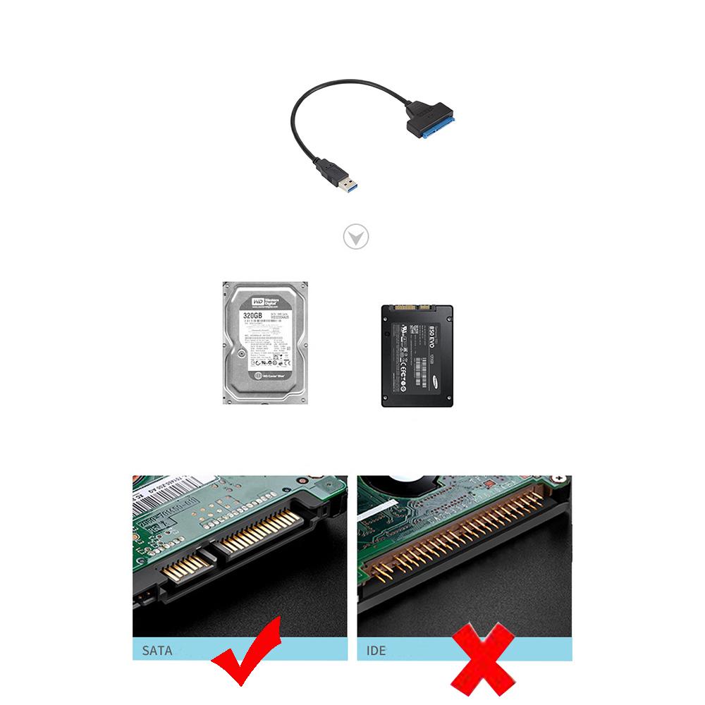 Quickly access a SATA 2.5" SSD or HDD through the USB-A port on a laptop with this SATA to USB cable