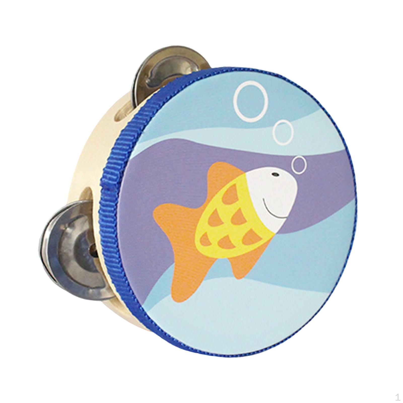 

Деревянные ручные тамбурины двухрядные тамбурин барабан колокольчик для игровых игрушек 10cm_Fish