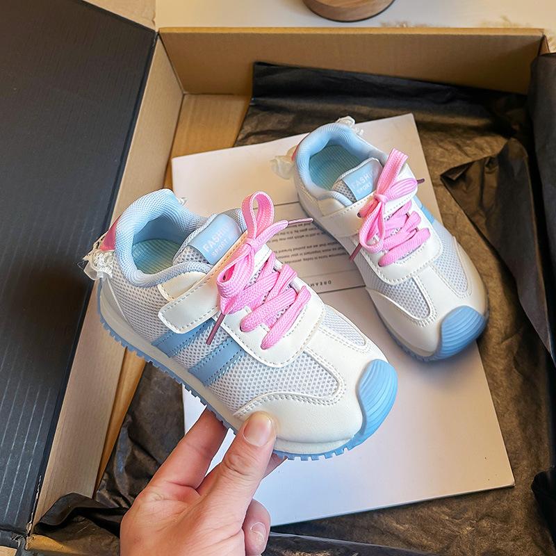 

Girls princess sneakers2026Spring and summer mesh lace running shoes and casual shoes for little girls and older children 26-31Code one hand6Double синій