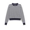 Spring 2025 Women's Striped Color Block Knit Pullover with Round Neck & Long Sleeves