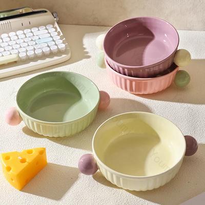 Creative Sweet Cute Ceramic Bowl Home Breakfast Oat Yogurt Bowls Delicious Dishes Soup Bowl Light Luxury Unique Tableware