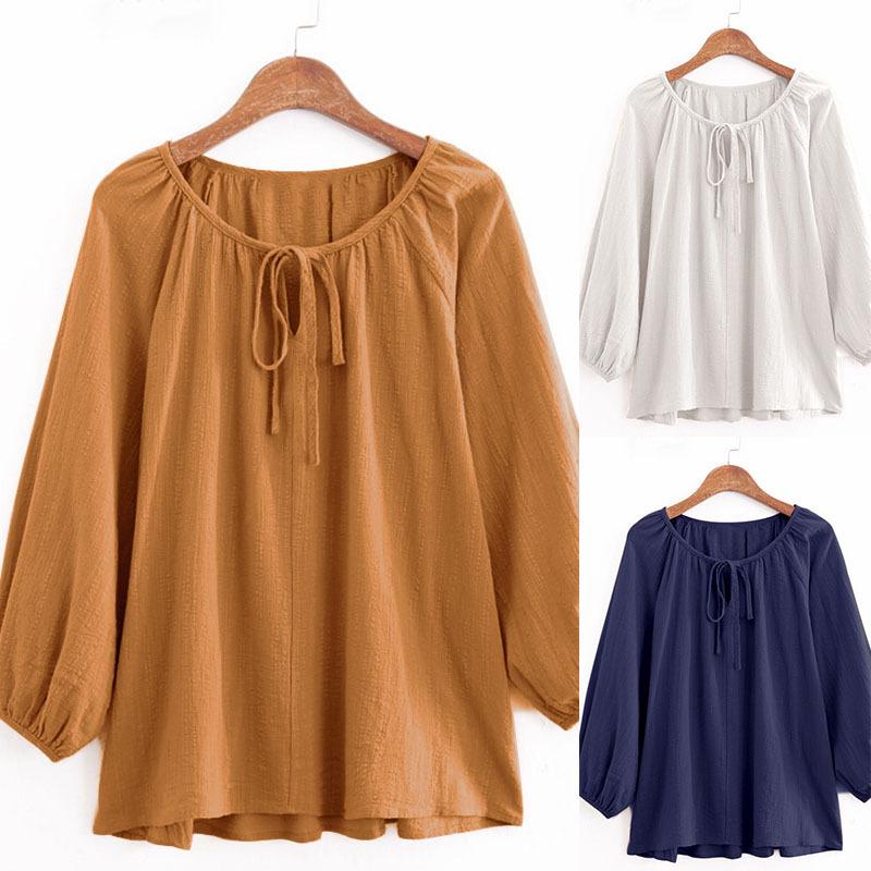 

2022 Spring Casual Urban Cotton Crew Neck Loose Fit Women s Pullover Shirt XXL