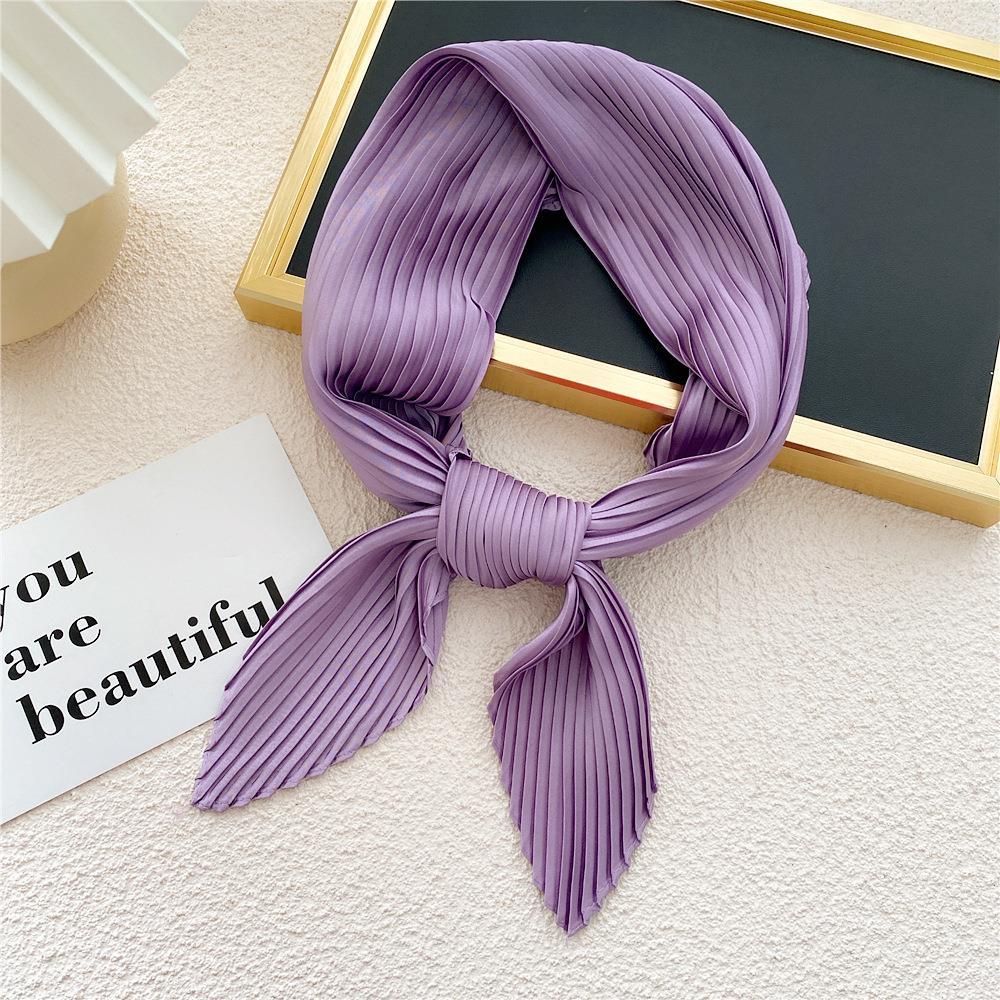 Luxury Silk Shawl Square Scarfs For Women Fashion Pleated Scarf Muslim Hijab Wraps Female Neckerchief Lady Crinkled Hair Scarf