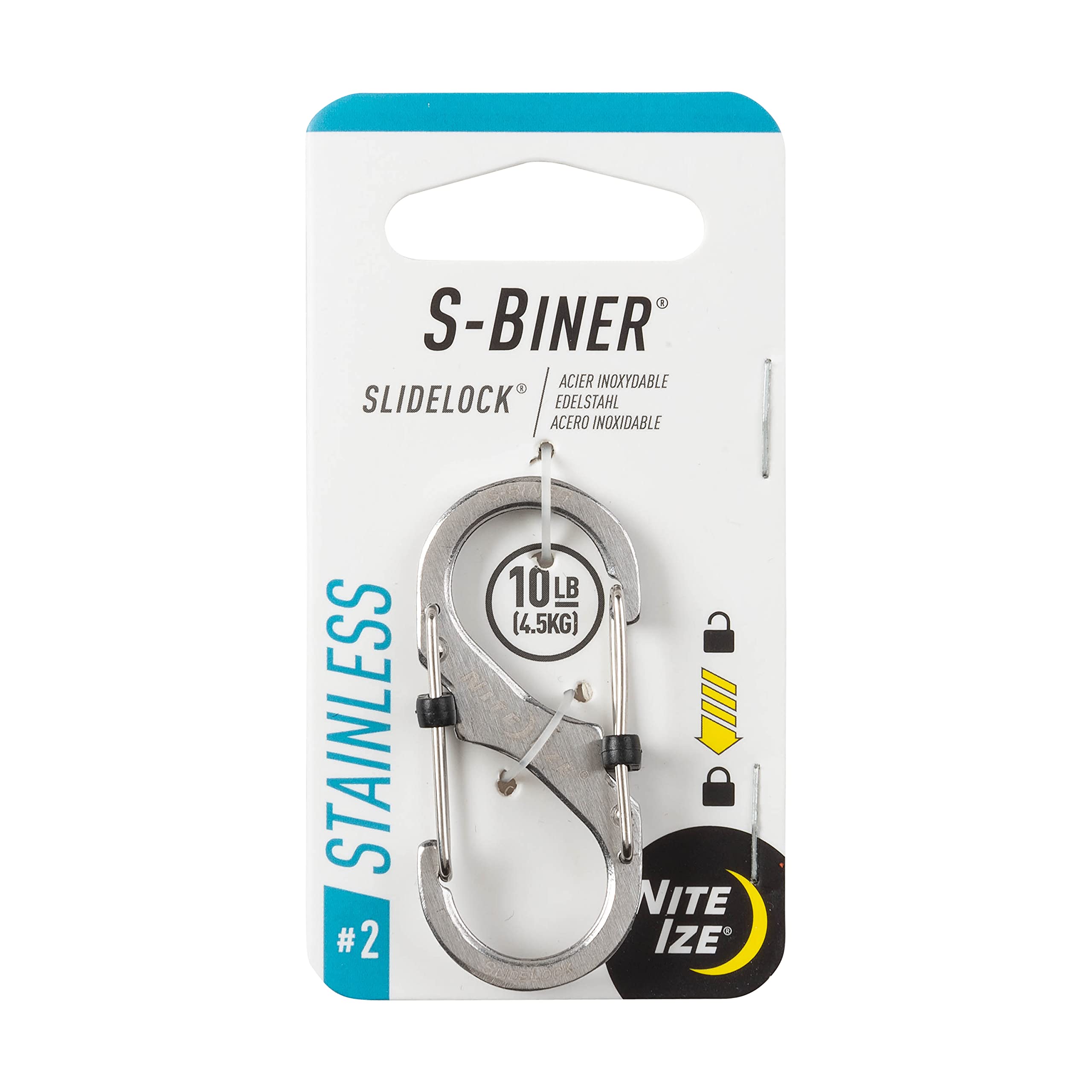 NITEIZE Esbiner Slide Lock Carabiner #2 Silver LSB2-11-R3 (Japanese Genuine Width 22 x height 50 x depth 8mm серебряный