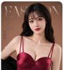 Red Push-Up Bra Set: Six-Button Adjustable, Anti-Side-Boob, No Underwire, Small Bust Enhancement