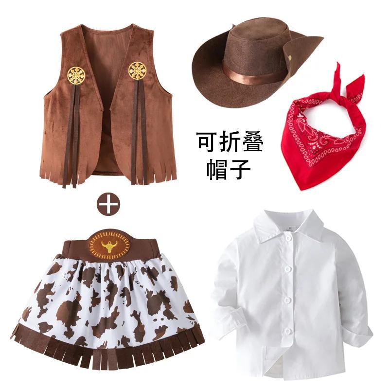 Mädchen Cowgirl Kostüm Kleider Kinder Western Cowgirl Kostüme Karneval Cosplay Halloween Event Party Verkleidung