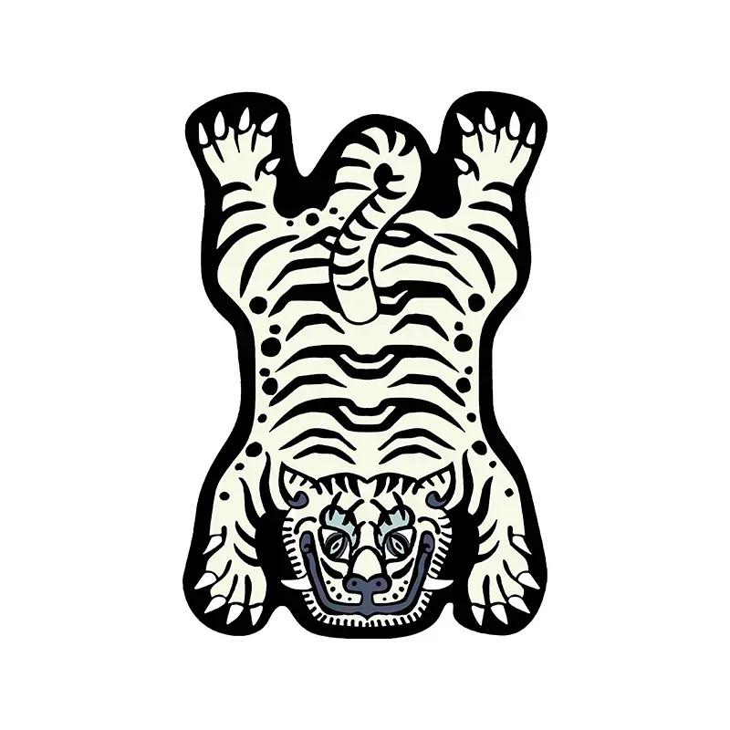 Bedroom Carpet Anti-slip Dirt-resistant Wear-resistant Living Room Rugs Tiger Interesting Pattern Home Decoration Floor Mat