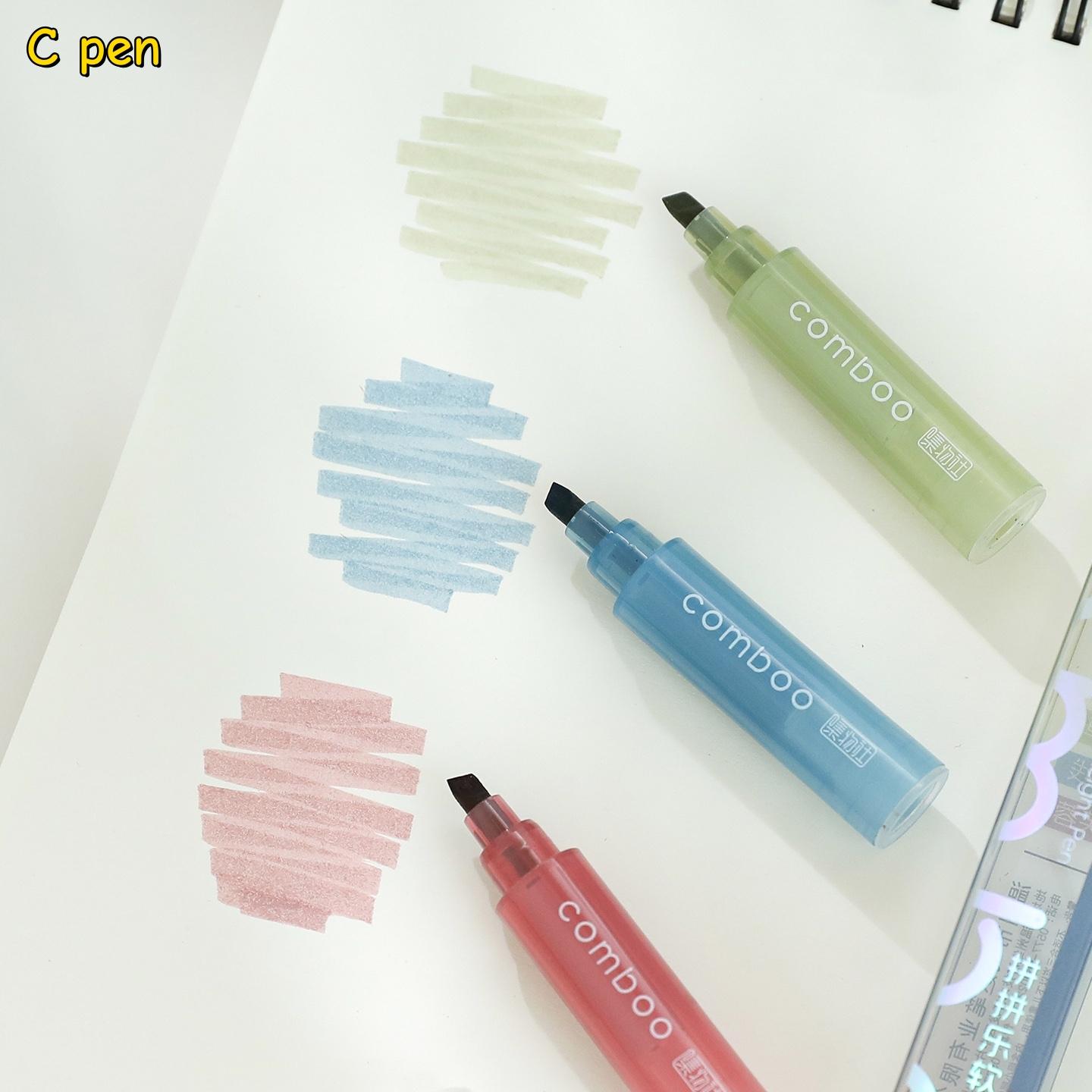 

1pcs Comboo Highlighter Pen 3 colors in 1 Soft Tip Fluorescent Marker Pen Mild Colors Protect Your Eyes For Drawing