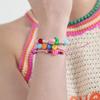 BONBEAU Happy Pop Initial Smile Knot Bracelet Smile Charm Initial Bead Two-Line Knot Bracelet Thread Bracelet