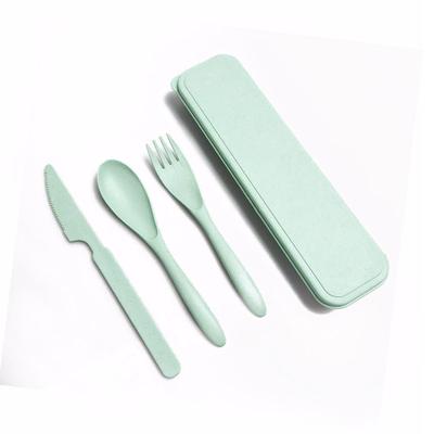 Tableware Set Portable Reusable Solid Color Flatware Kit Indoor Outdoor Home Camping Dinnerware with Storage Case