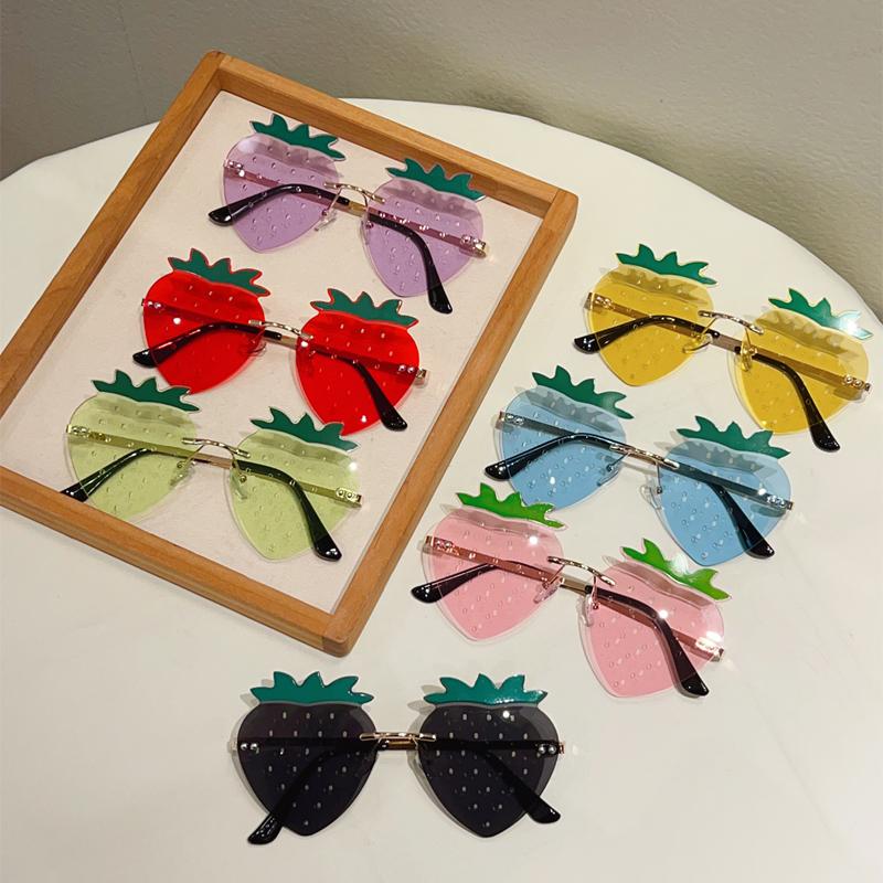 KAMMPT Strawberry Sunglasses Cute Multi-color Beach Shades Women Trendy Stylish Rave Sun Glasses Fashion Accessory