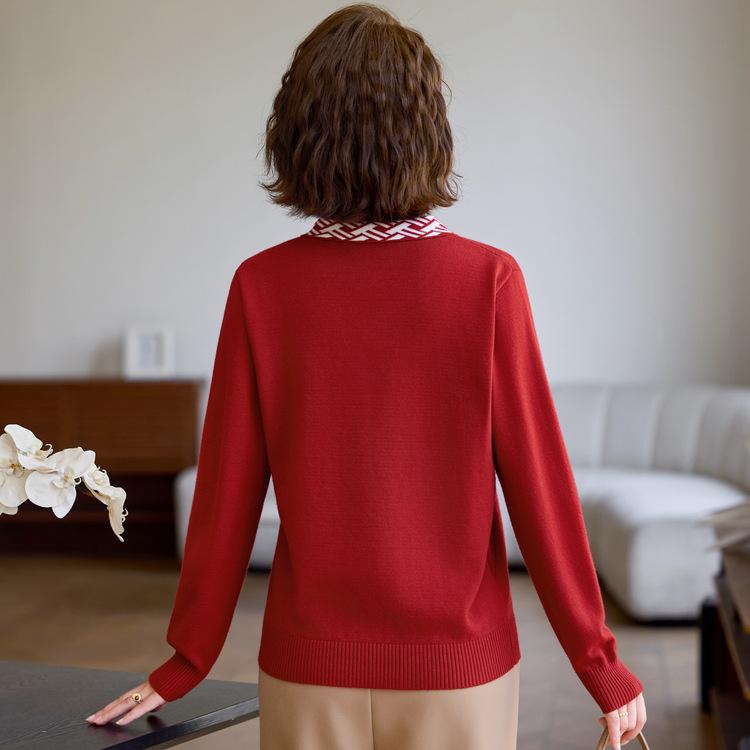 Neuer mitttelalterlicher Mutter Herbst Westlicher Stil Mantel Unterhemd Mittleren Alters und Ältere Frauen Frühling und Herbst Pullover Pullover Pullover Pullover.