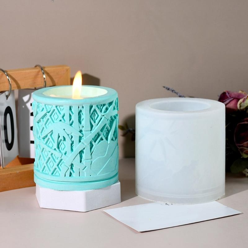 Silicone Bamboo Molds Pen Storage Jar Moulds Silicone Candlestick Molds Pen Holder Molds Silicone Texture for Pen Holder