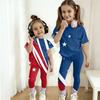 Boys And Girls Independence Day Print Set Kids Casual Short Sleeve Top And Long Pants Set
