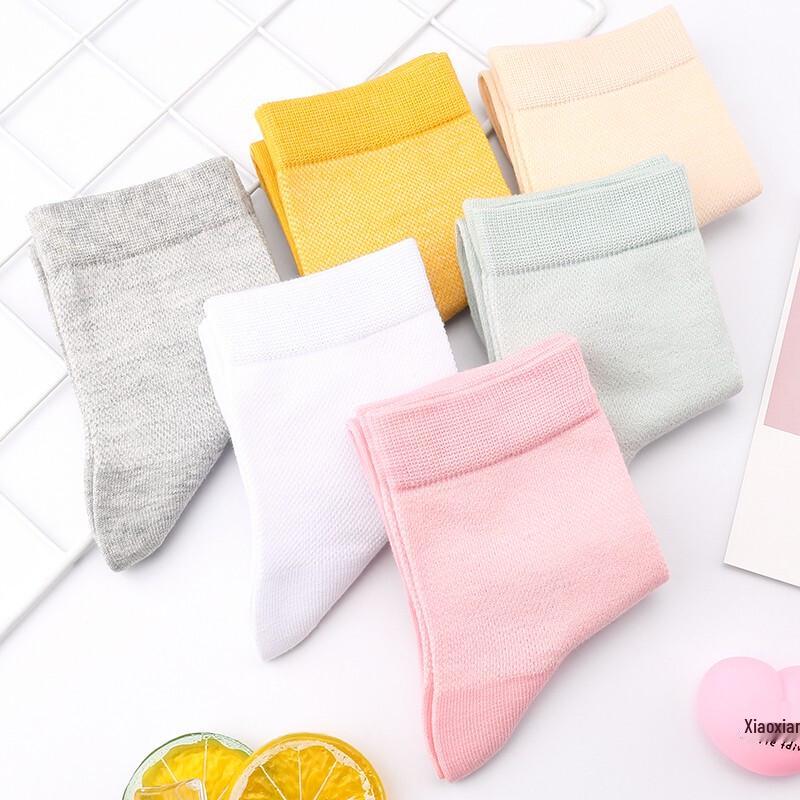 Langsha Women's Summer Breathable Cotton Mesh Mid-Calf Socks (6 Pairs)