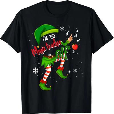 Music Teacher Elf Matching Family Group Xmas Party Pajama T-Shirt