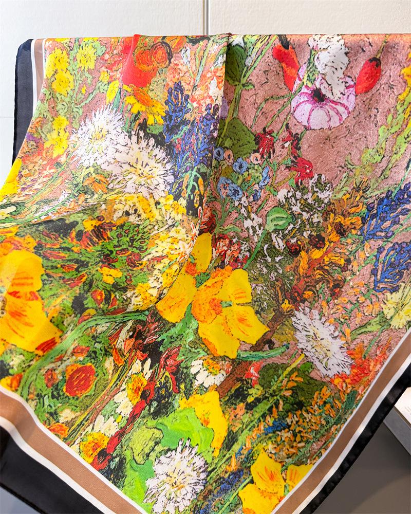 Luxury Fashion Designer 70cm Square Scarves Women's Silk Scarf Spring and Summer Foulard Shawl Bandana Small Hairbands