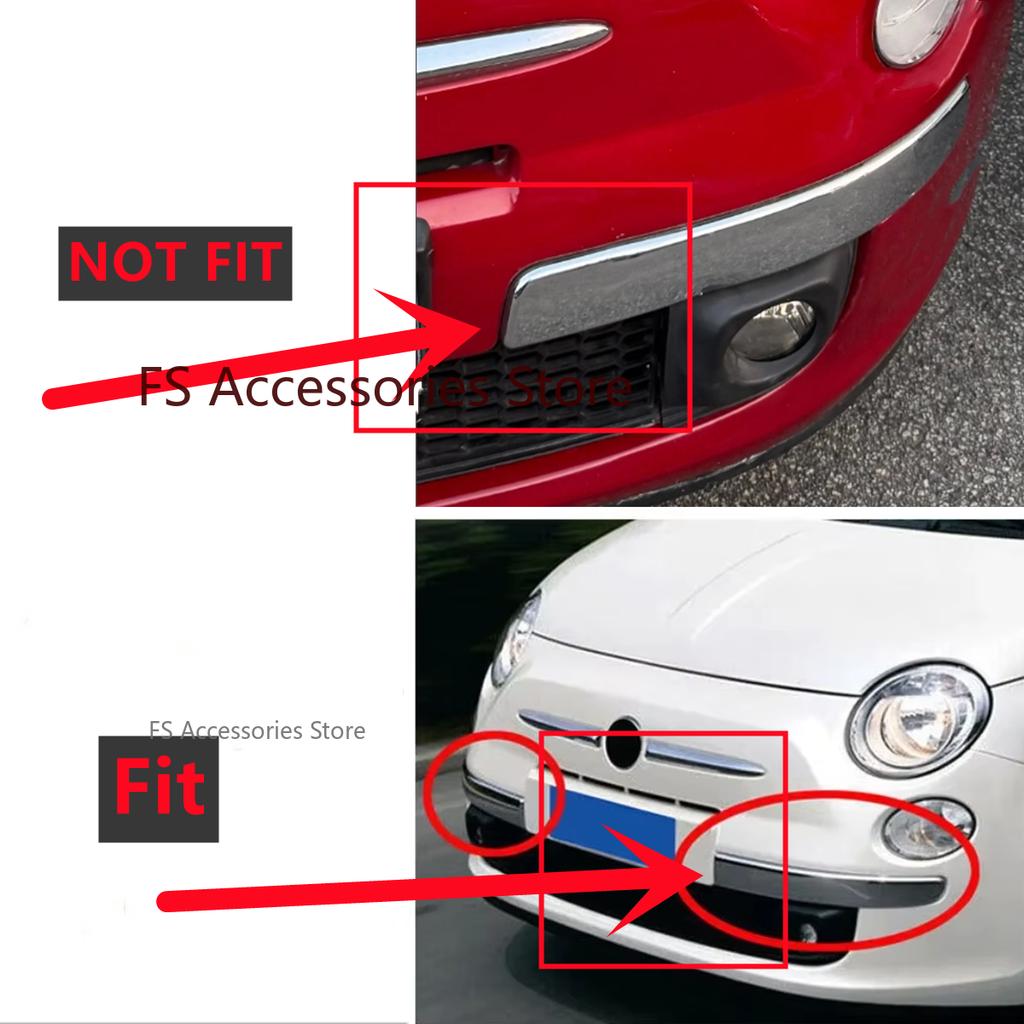 Kromsilver Bilens Främre Bumperlist Nedre Dekoration För Fiat 500 2007-2015 Kromad Styling Bumper Nedre Deksel 735455056 /57