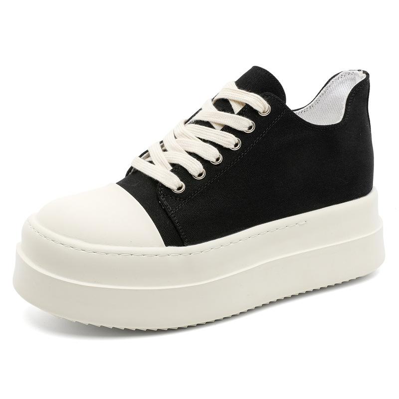 FDCP American retro thick baseplate shoes black muffin shoes simple canvas shoes big head heightening derby shoes G037-J