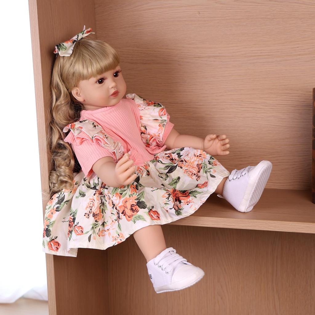 60 Cm Reborn Baby Girl Toy Cloth Body Realistic Princess Newborn Baby Dolls Kids Birthday Christmas Gifts Suit for 7+ Years