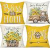 4Pcs/Set Throw Pillow Case Botanical 45*45Cm Square Cushion Cover Decorative Single-Sided Pillow Cover For Living Room Bedroom
