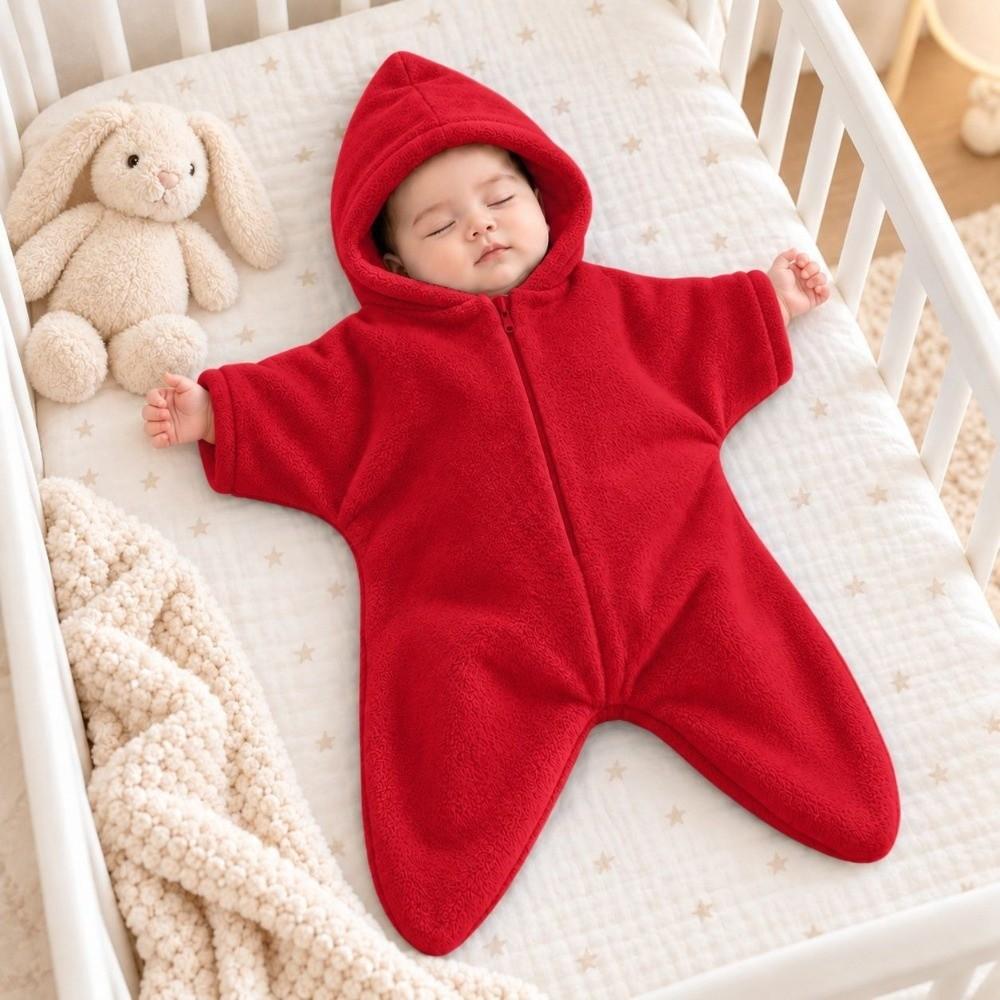 Star Shape Newborn Hooded Romper Flannel Baby Sleeping Bag Cute Infant Blanket Winter