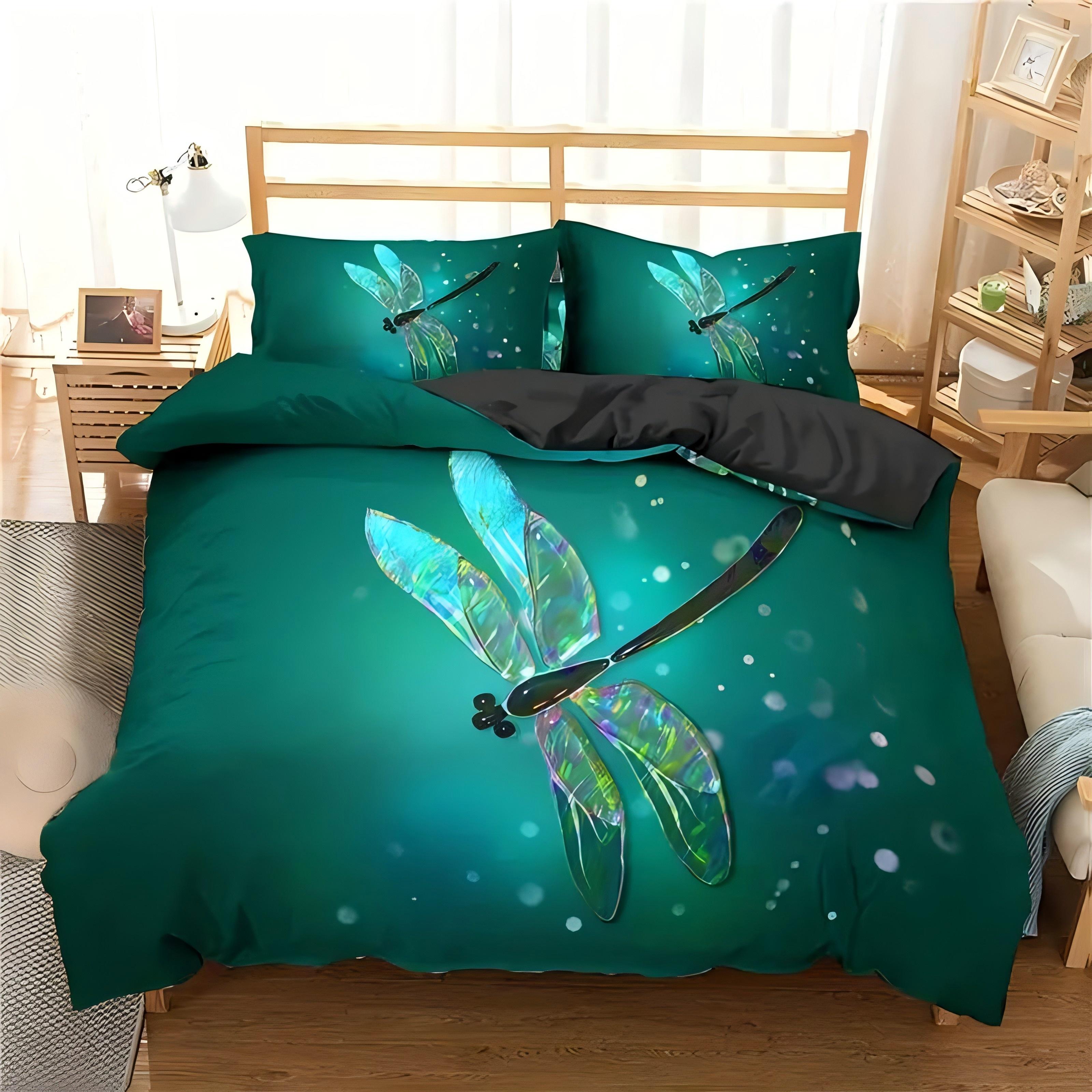 

Dragonfly 3D Print Duvet Cover Polyester Comforter Cover Watercolour Style For Kids Teens Adult Animal Theme Bedding Sets 135x200cm 2pcs