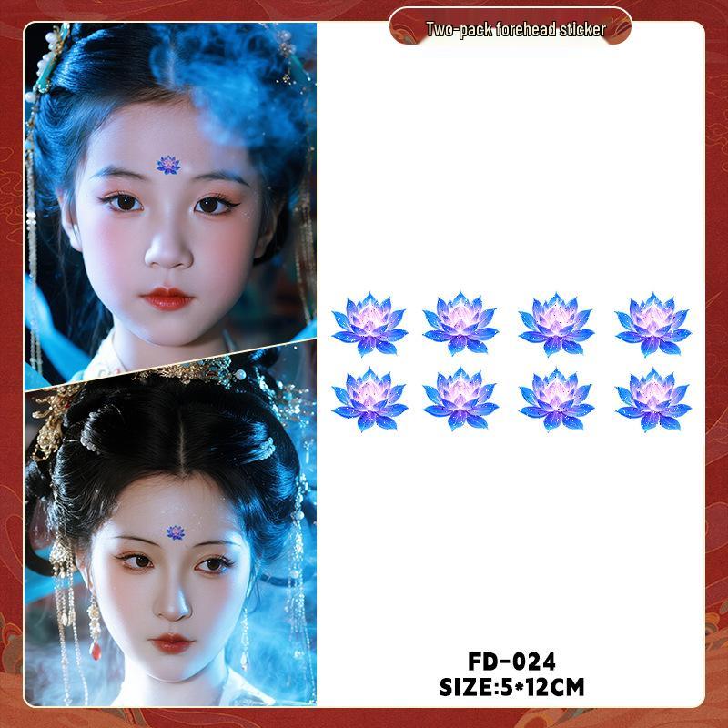 Dunhuang Glitter Face Stickers: Ancient Style Forehead & Eye Tattoos for Hanfu and Stage Performance