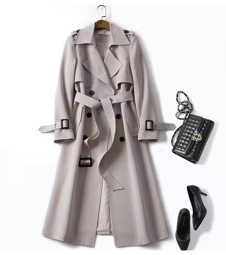 Windbreaker Women's Mid-length New Style Large Size Small Popular British Style Coat Over The Knee Coat