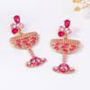 European and American new fashion exaggerated personality creative temperament alloy imitation pearl earrings diamond versatile earrings women