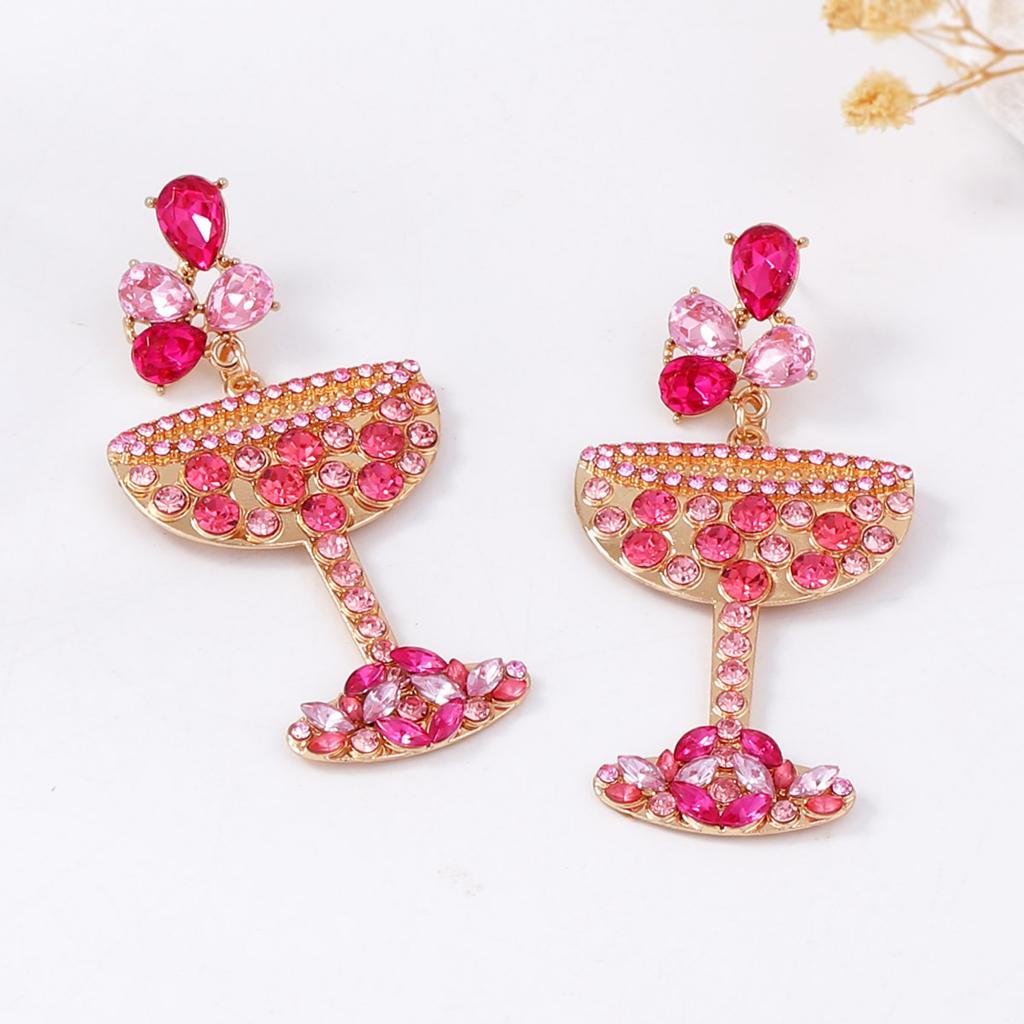 European and American new fashion exaggerated personality creative temperament alloy imitation pearl earrings diamond versatile earrings women