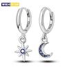 925 Sterling Silver Moon and Star Earrings Women Zirconium Drop Earring For Anniversary Wedding Jewelry Gifts