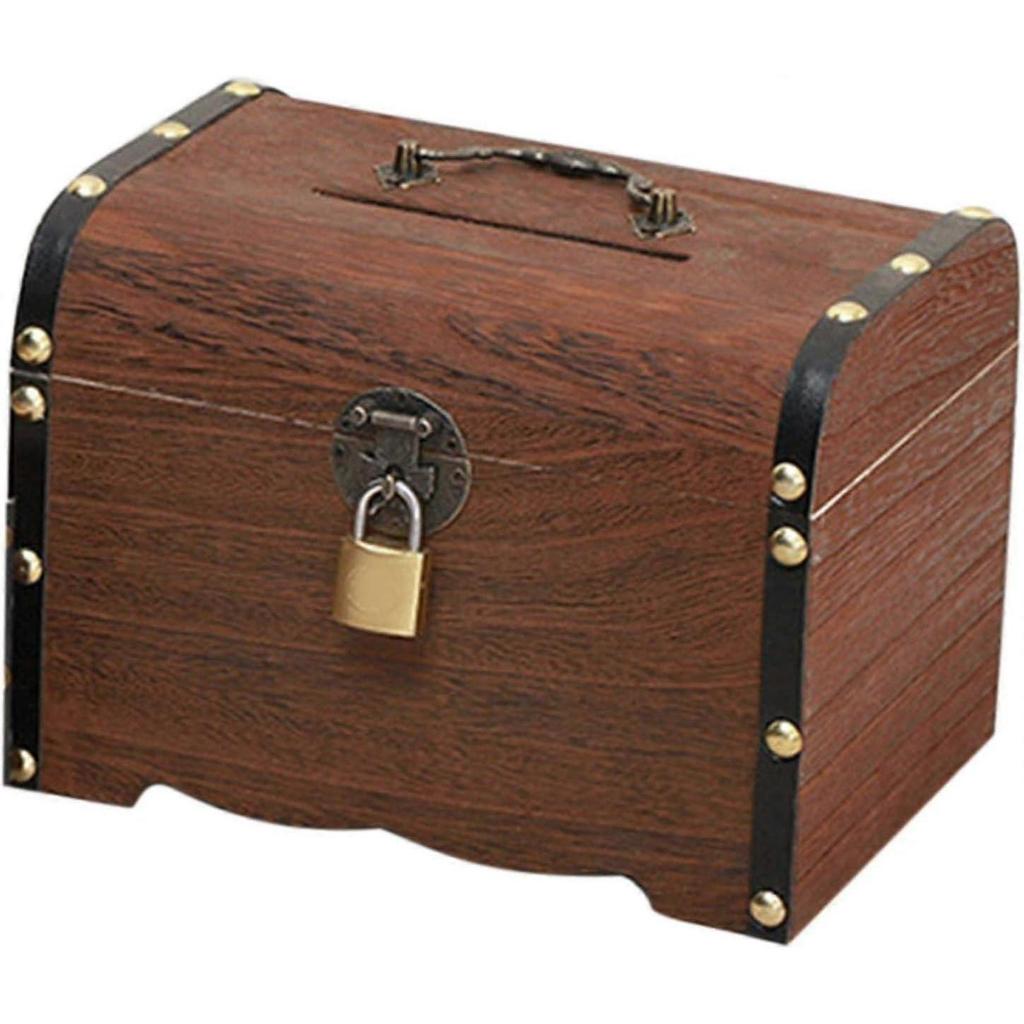 2026 Wooden Piggy Bank, Vintage Design, Safe Money Box for Kids & Adults