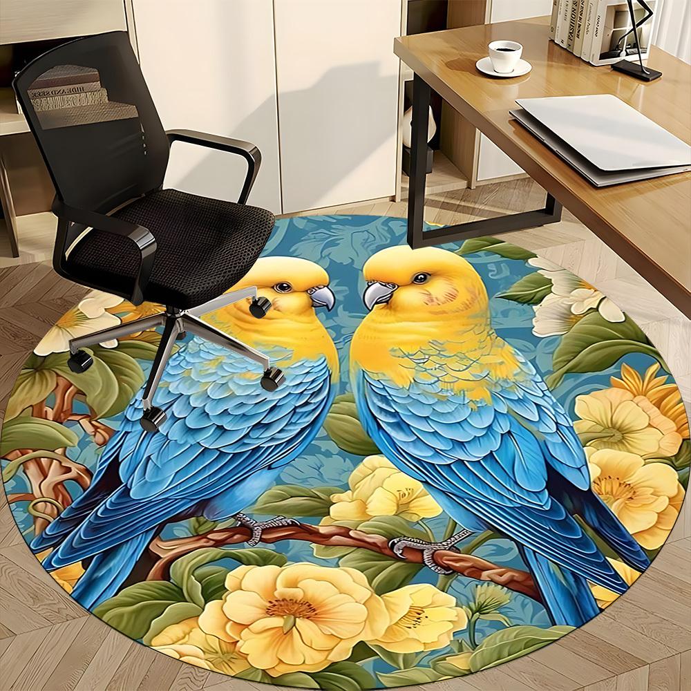 1PC Parrot Floral Office Round Area Rug, Indoor Mat Suitable For Office, Under Office Chairs Bedroom Living Room Home Decor, Room DecoT1223063