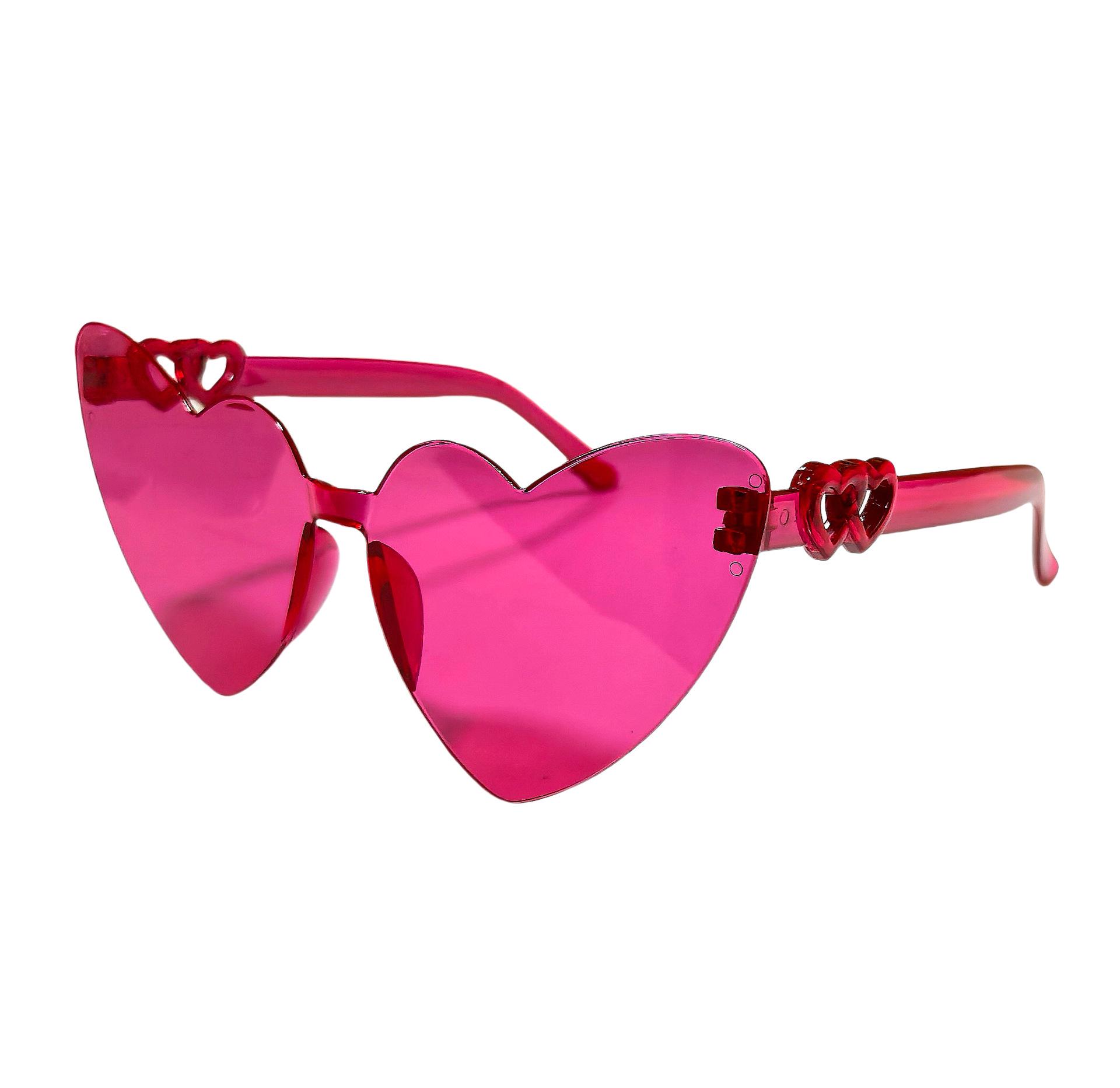 Тонкие прозрачные солнцезащитные очки без оправы в форме сердца, цвет персикового желе - Однотонные очки в конфетных цветах