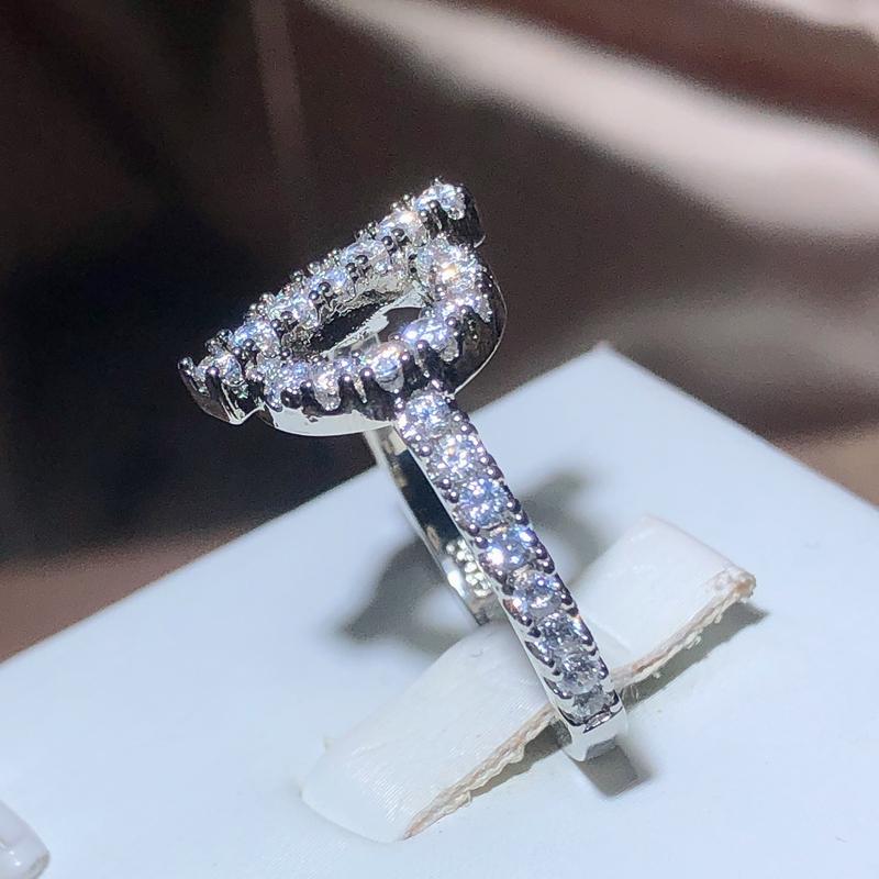 High Quality AAA Cubic Zirconia Rings Luxury Fashion Geometric Symbols Ring For Women Wedding Brand Jewelry Gifts