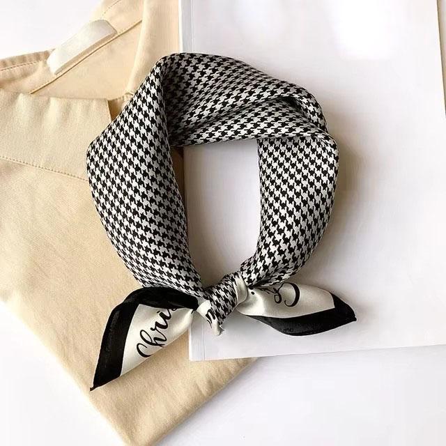 Natural Real Silk Scarf Women New Print Neck Hairband Square Shawl Neckerchief Female Hijab Poncho Bandana Headband