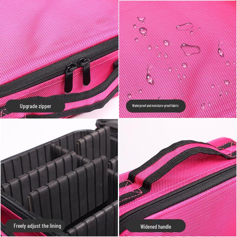 Multifunctional Portable Makeup Bag with Large Capacity and Shoulder Strap
