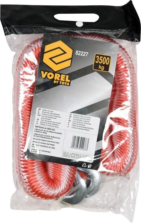 FLEXIBLE TOWING ROPE 3500kg WITH HOOK 82227 VOREL