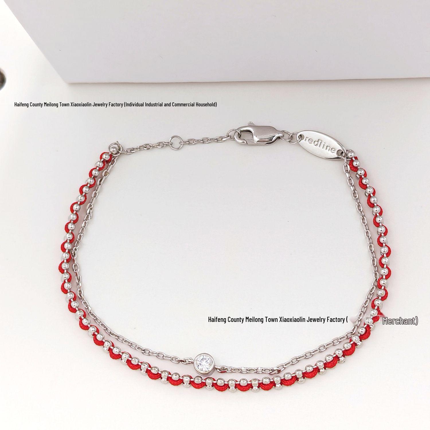 Женский браслет из красной нити с цирконом, двухслойный - Простые модные новогодние украшения