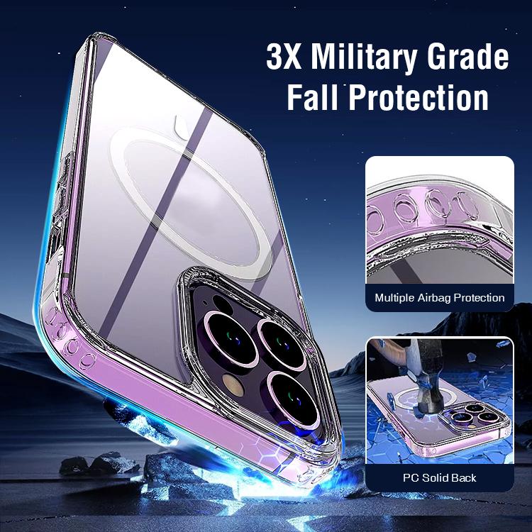 Us Stock Transparent Phone Case Tpu Safe Shockproof Clear Magnetic Cell Phone Case Cover for Iphone 14 15 16 17 Pro Max